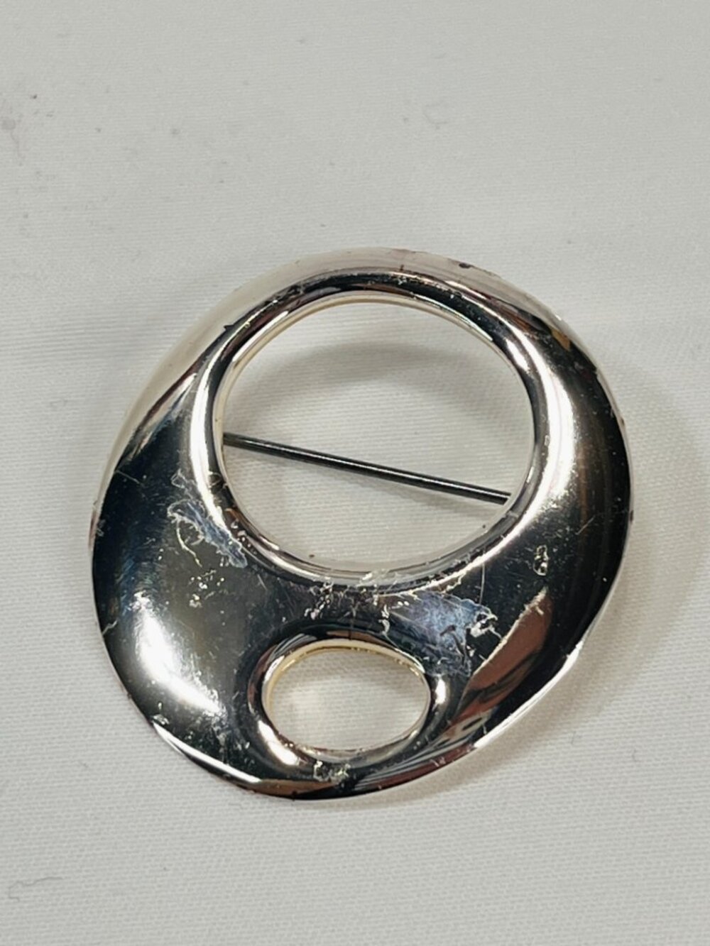 nambé 50 Brooch Pin 50th Anniversary Silver Plated Ovoid MCModern Aesthetic
